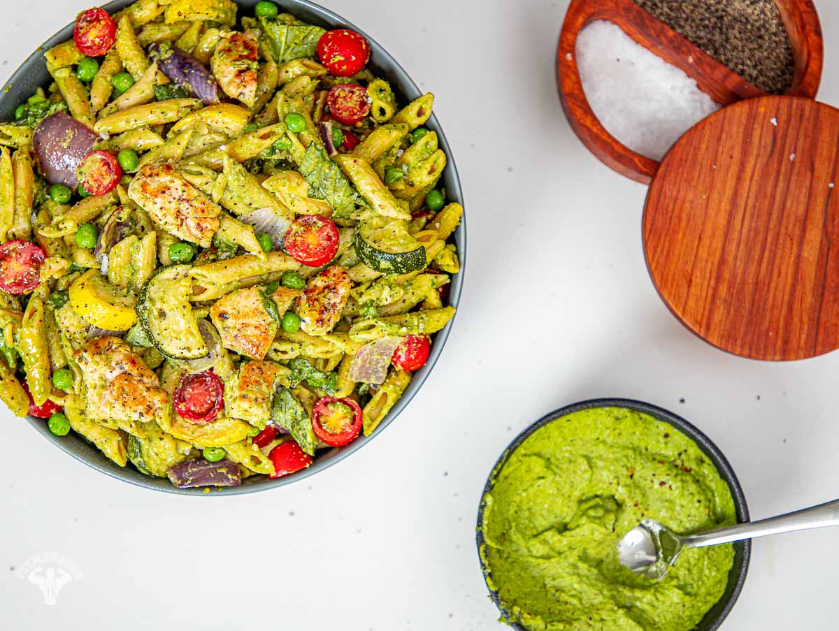 Mediterranean Pea Pesto Pasta Salad