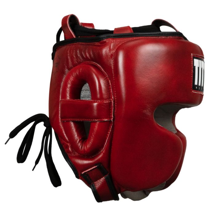 Title Blood Red Leather Sparring Glove/ Blood Red Head Gear